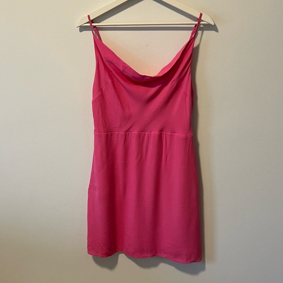 Aritzia Hot Pink Cowl Neck Mini Dress - Picture 1 of 10